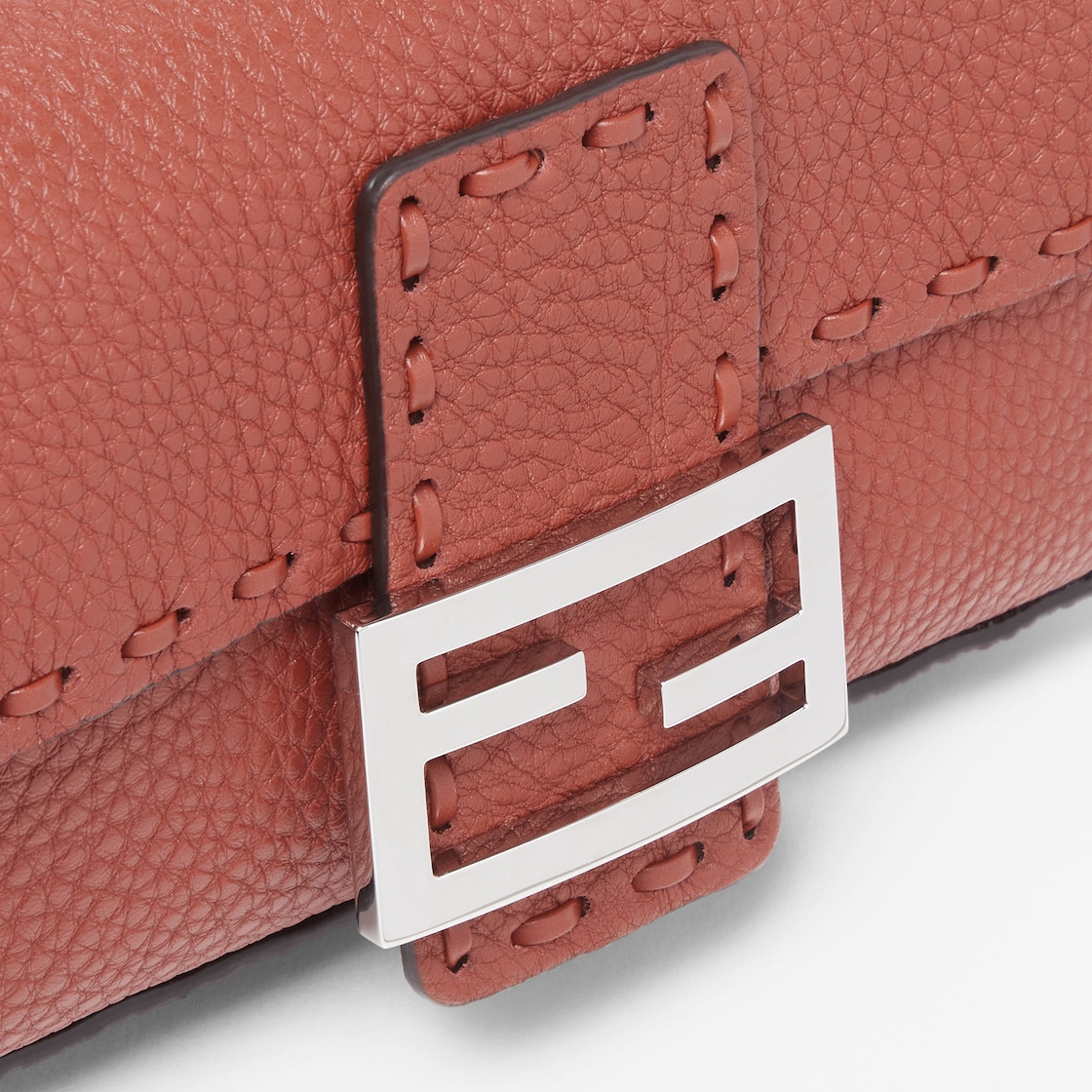 FENDI Baguette® Mini Sienna brown Selleria bag with 309 hand-sewn topstitches - Image 3